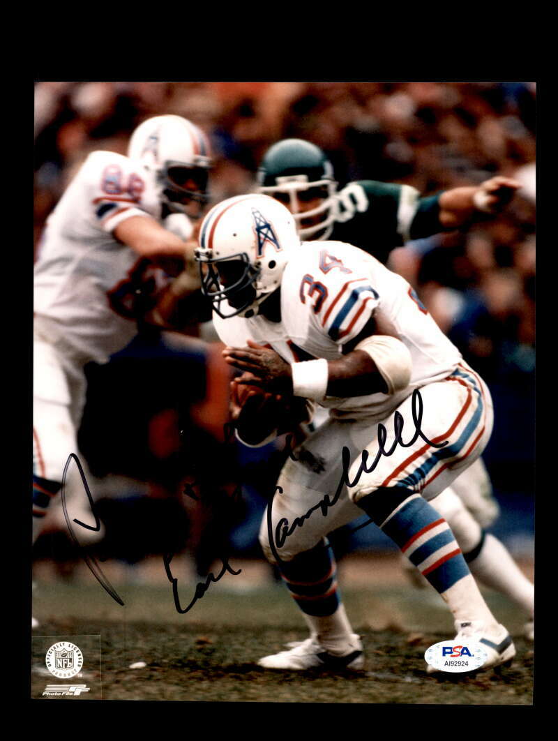 Earl Campbell PSA DNA Coa Signed Oilers 8x10 Autograph Photo