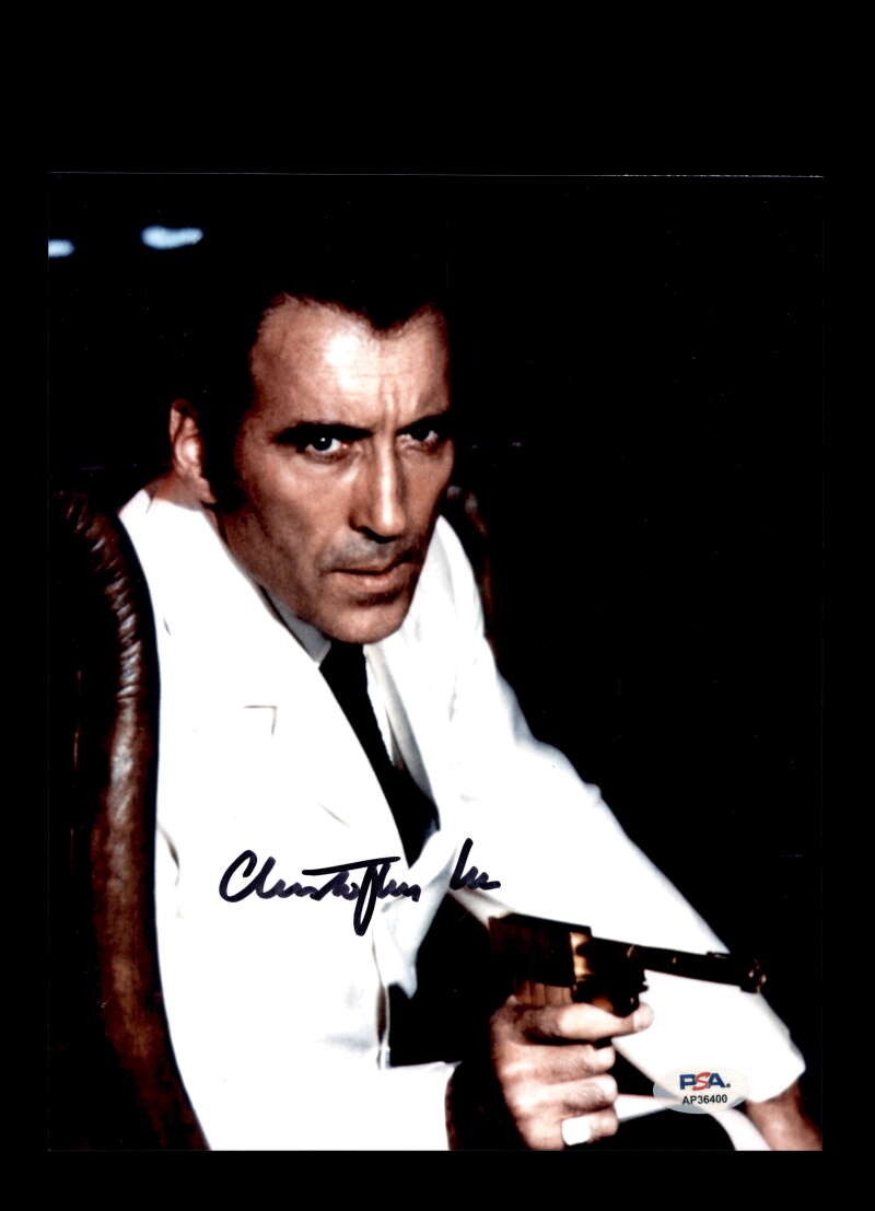 Christoper Lee PSA DNA Coa Signed 8x10 Photo Autograph Man With Golden Gun
