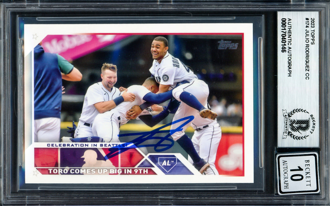 Julio Rodriguez Signed 2023 Topps Card 174 Mariners Auto GM 10 Beckett #17040146
