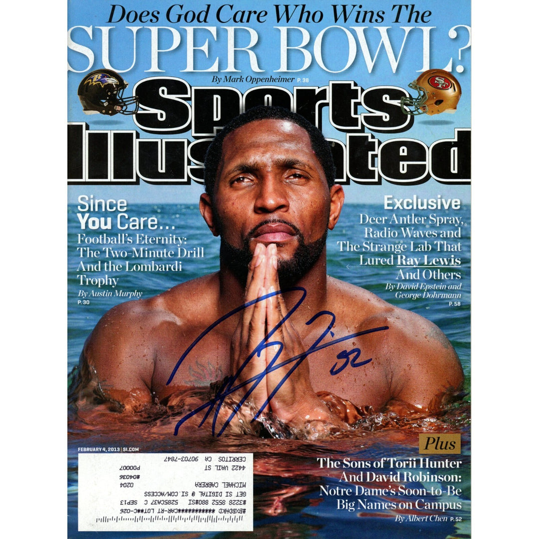 Ray Lewis Autographed Baltimore Ravens Sports Illustrated 2/4/13 Beckett 47674