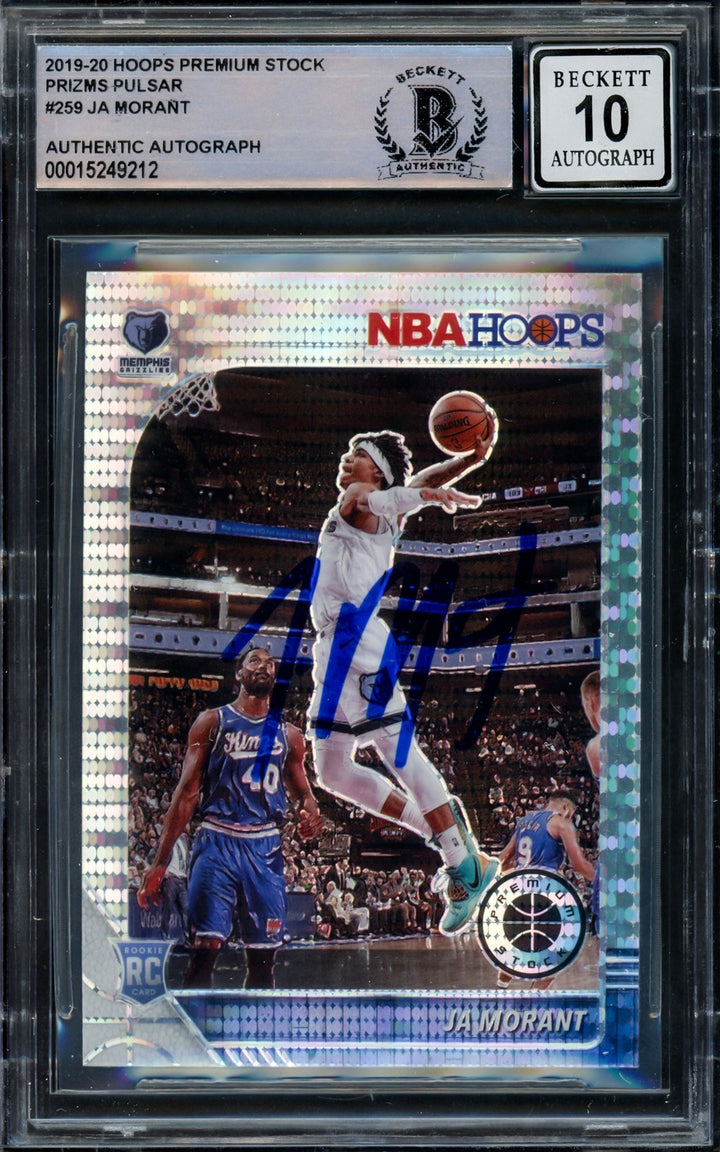 Ja Morant Signed 2019-20 Hoops Premium Stock Prizms Pulsar RC #259 Memphis
