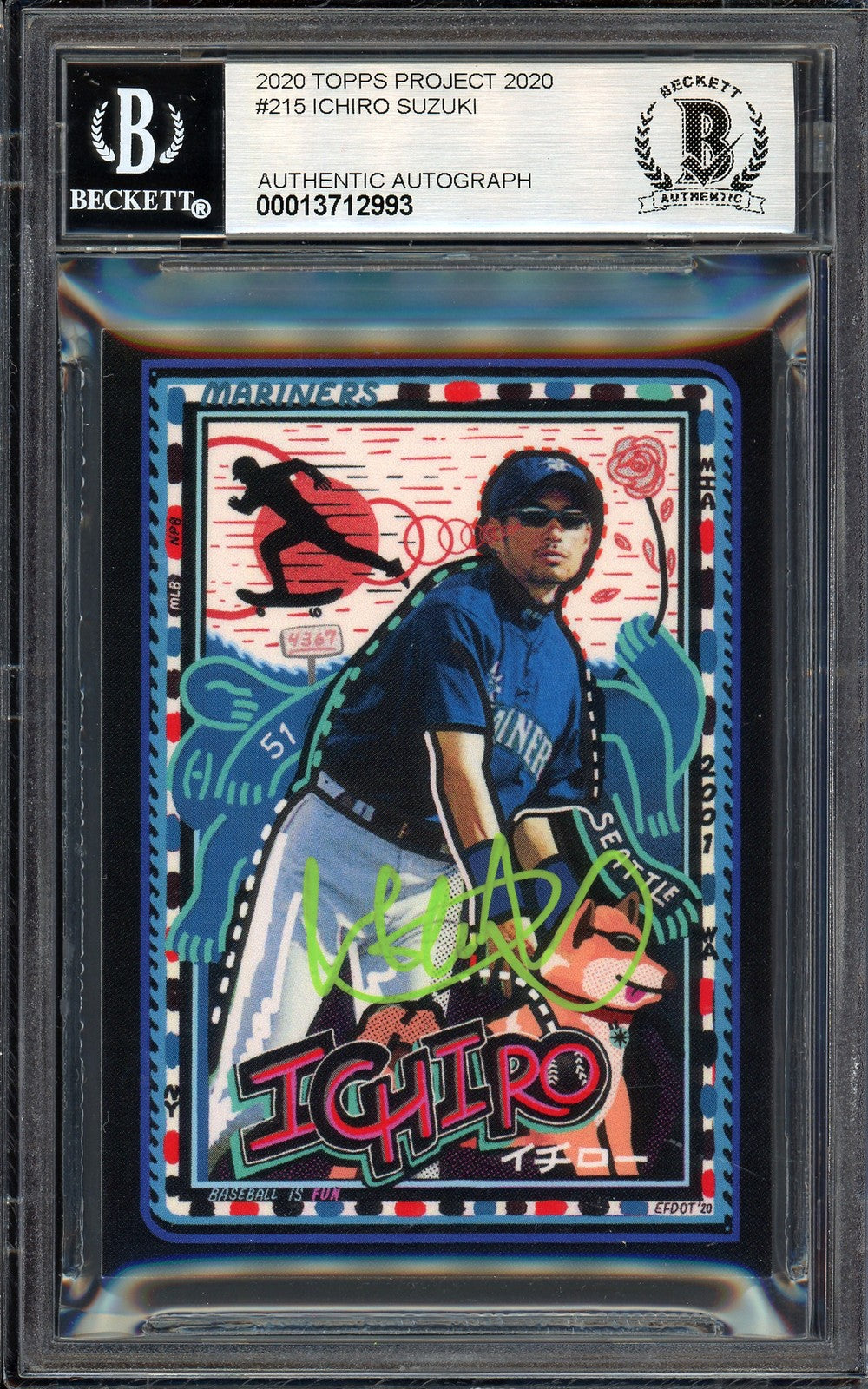 Ichiro Suzuki Auto Topps Project 2020 Efdot Card 215 Sig 10 #/10 Beckett