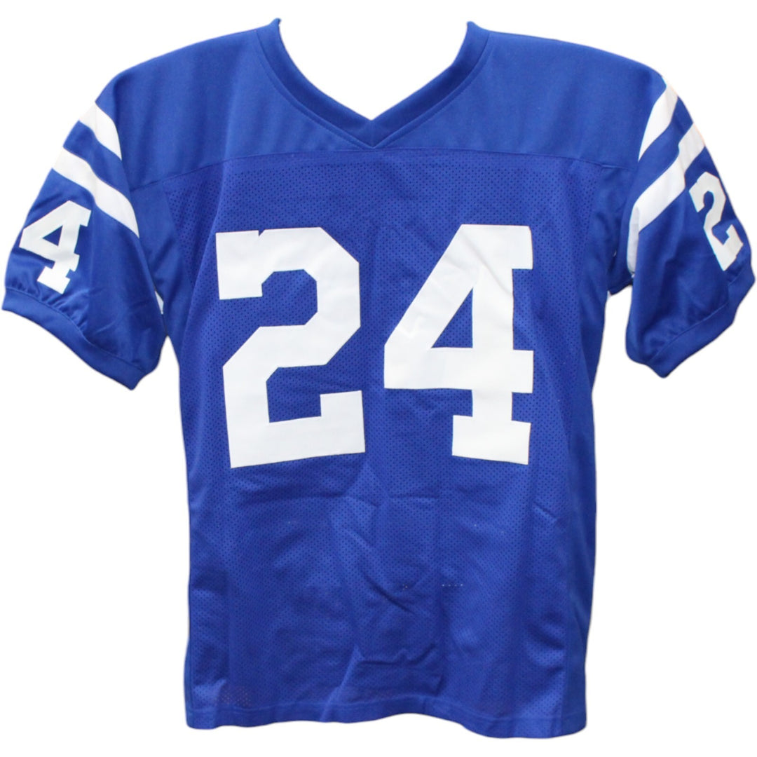Lenny Moore Autographed/Signed Pro Style Blue Jersey TRI 43430