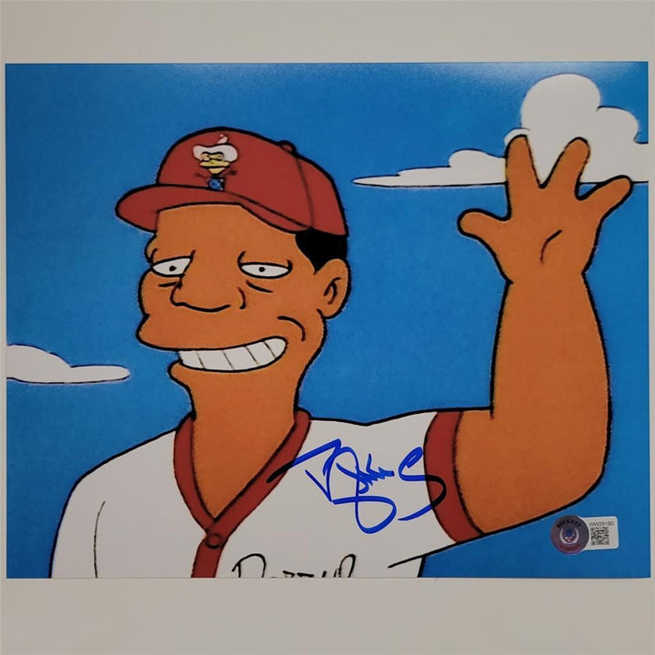 Darryl Strawberry signed The Simpsons 8x10 photo autograph ~ BAS Witness Holo