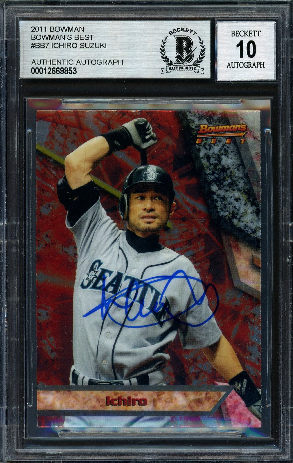 Ichiro Suzuki Signed 2011 Bowman's Best Card BB7 Mariners Auto 10 Beckett
