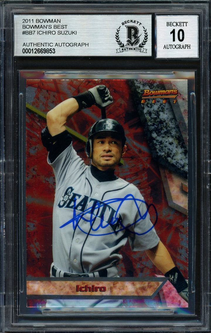 Ichiro Suzuki Signed 2011 Bowman's Best Card BB7 Mariners Auto 10 Beckett
