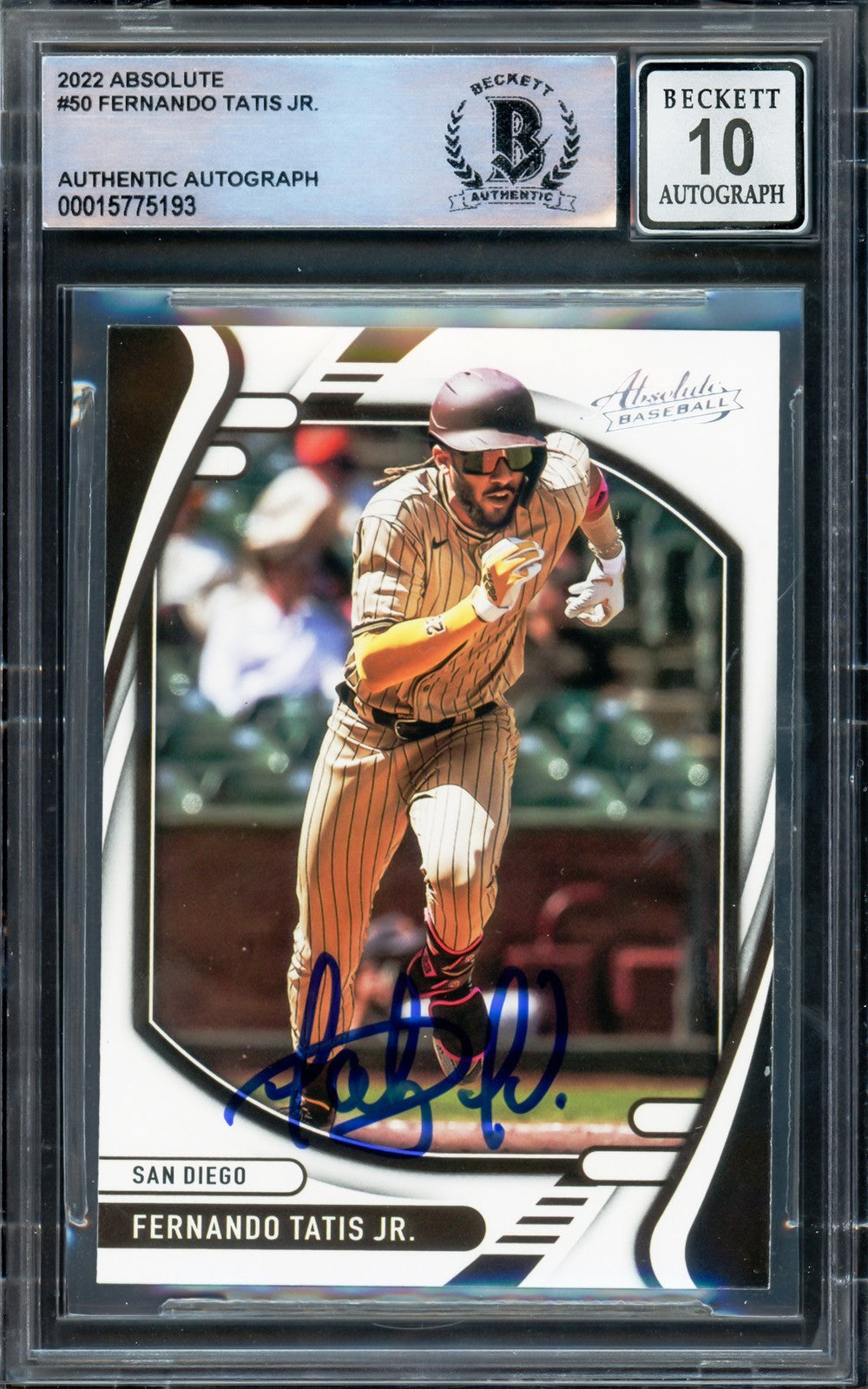 Fernando Tatis Jr. Signed 2022 Panini Absolute Card 50 Padres Auto 10 Beckett