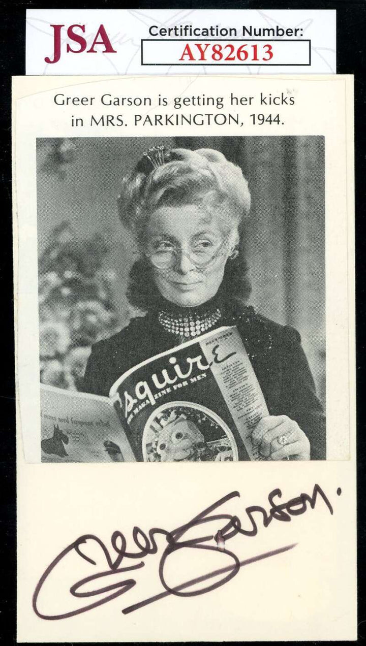 Greer Garson JSA Coa Signed 3x5 Index Card Cut Autograph