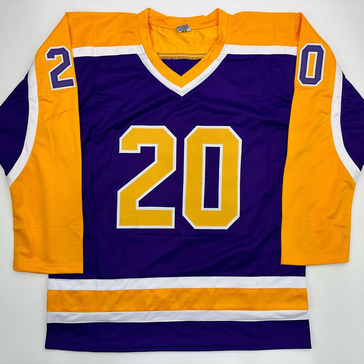 Signed Luc Robitaille HOF 09 Los Angeles LA Purple Jersey JSA COA