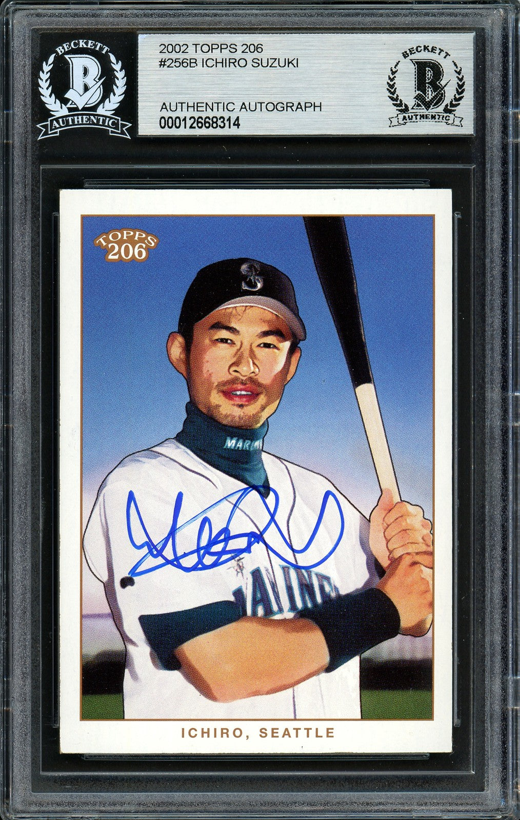 Ichiro Suzuki Signed 2002 Topps 206 Card 256B Seattle Mariners Beckett