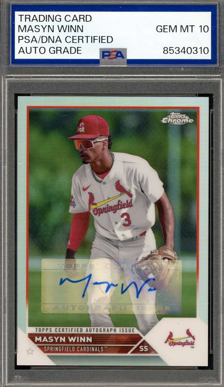 Masyn Winn Gem Mint 10 PSA DNA Signed 2023 Topps Chrome Pro Debut 91/99 Rookie