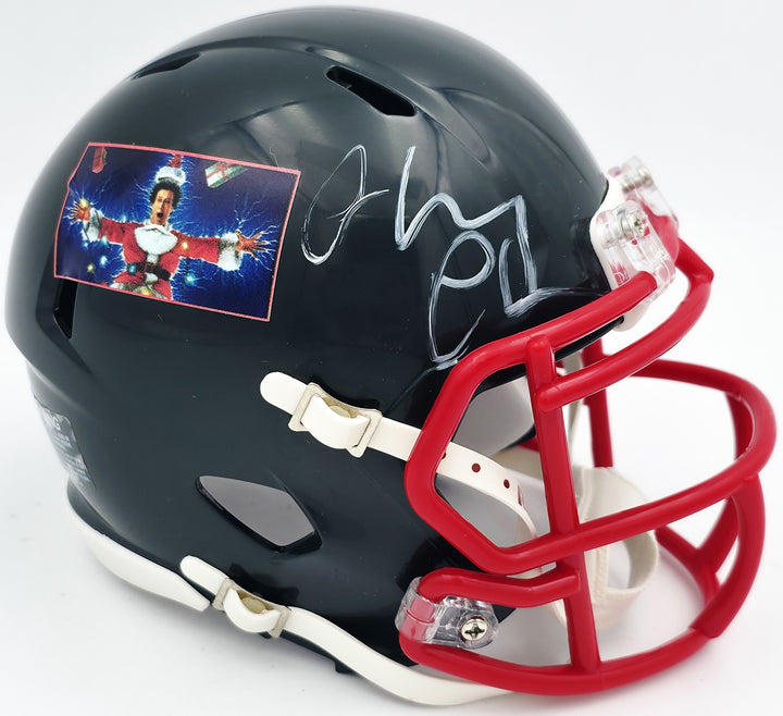 Chevy Chase Signed Christmas Vacation Black Speed Mini Helmet Beckett #AD34316