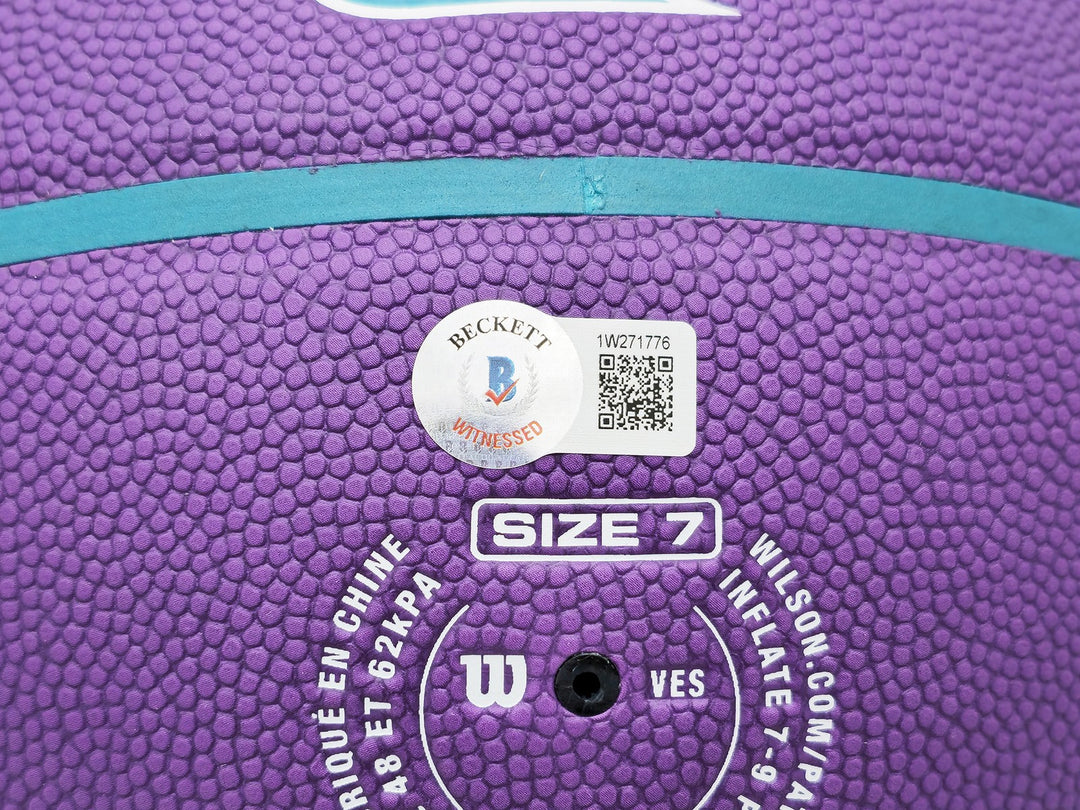 John Stockton Signed Purple City Edition Basketball Jazz Mountains Beckett Wit