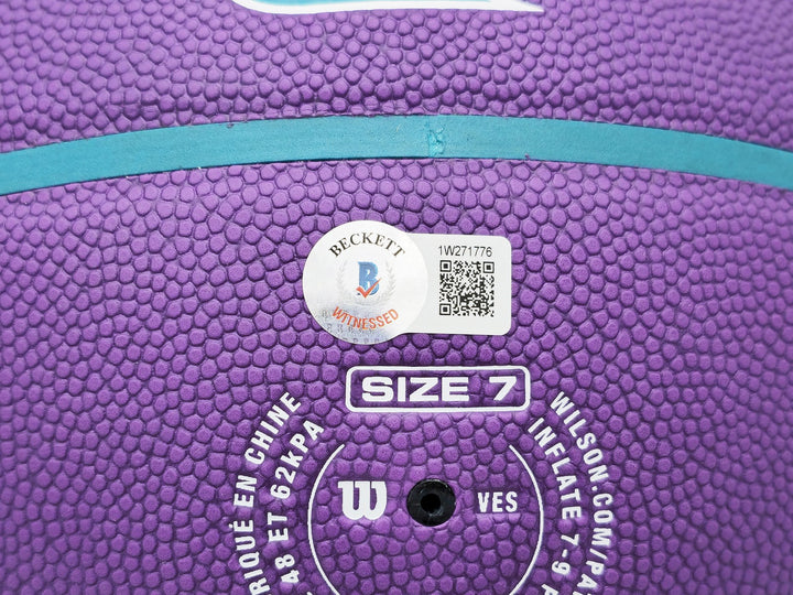 John Stockton Signed Purple City Edition Basketball Jazz Mountains Beckett Wit