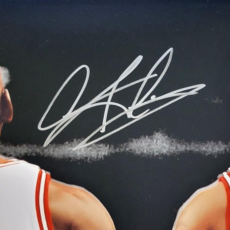 Dennis Rodman autograph signed Chicago Bulls 16x20 photo w/ Michael Jordan ~ BAS