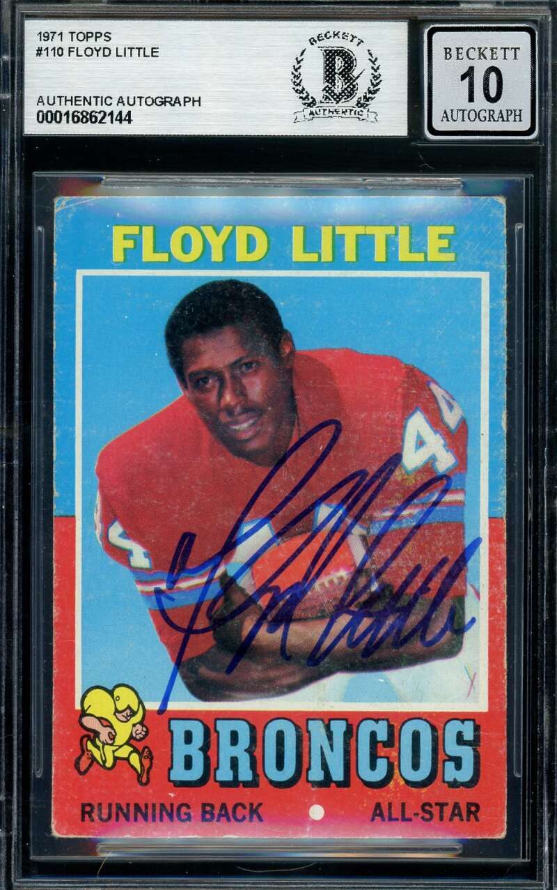 Floyd Little Gem Mint 10 Beckett BAS Signed 1971 Topps Autograph