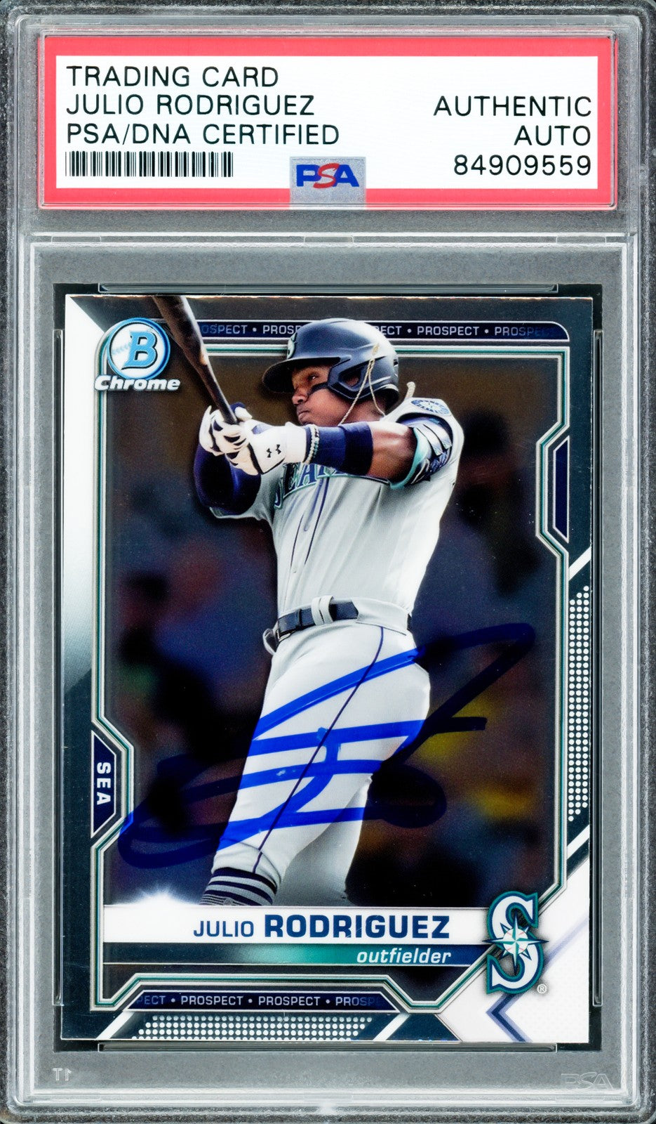 Julio Rodriguez Signed 2021 Bowman Chrome Card BCP-231 Seattle Mariners PSA/DNA