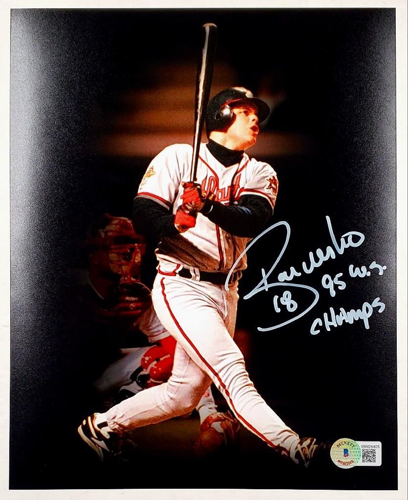 Ryan Klesko signed "95 WS Champs" 8x10 photo Braves 1 ~ Beckett BAS Witness Holo