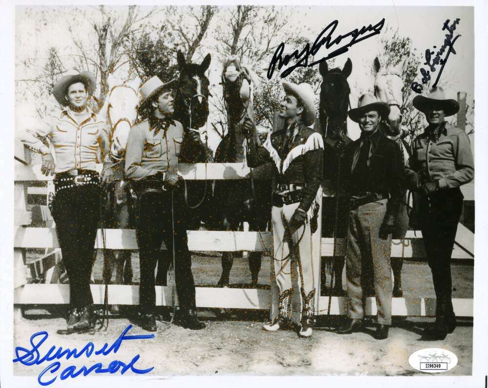Roy Rogers Sunset Carson Bob Livingston  JSA Coa Signed 8x10 Photo Autograph