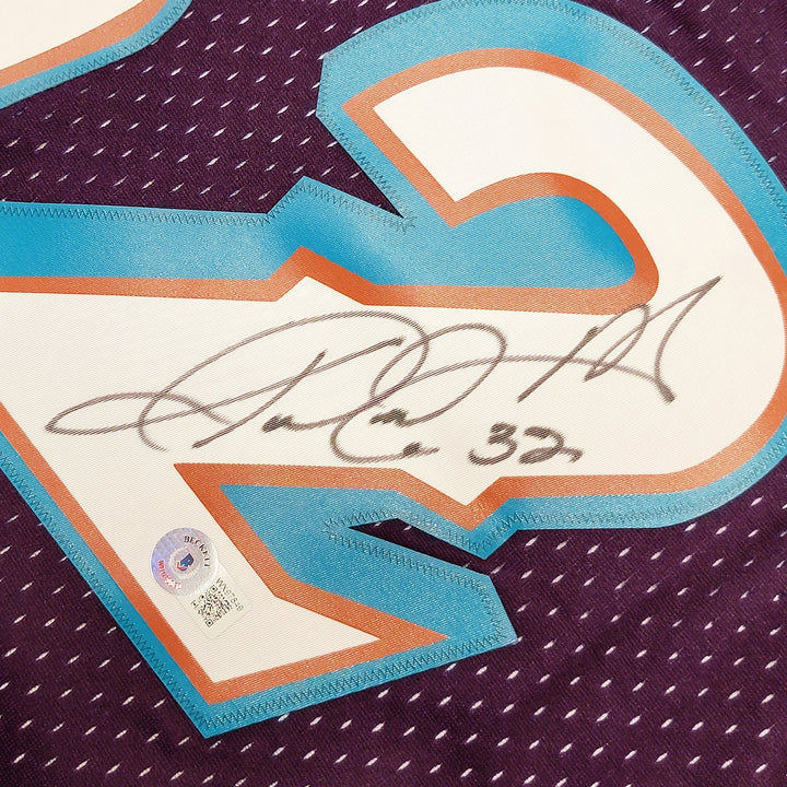 Jazz Karl Malone Auto Purple Teal Authentic Mitchell Ness Jersey Size XL Beckett