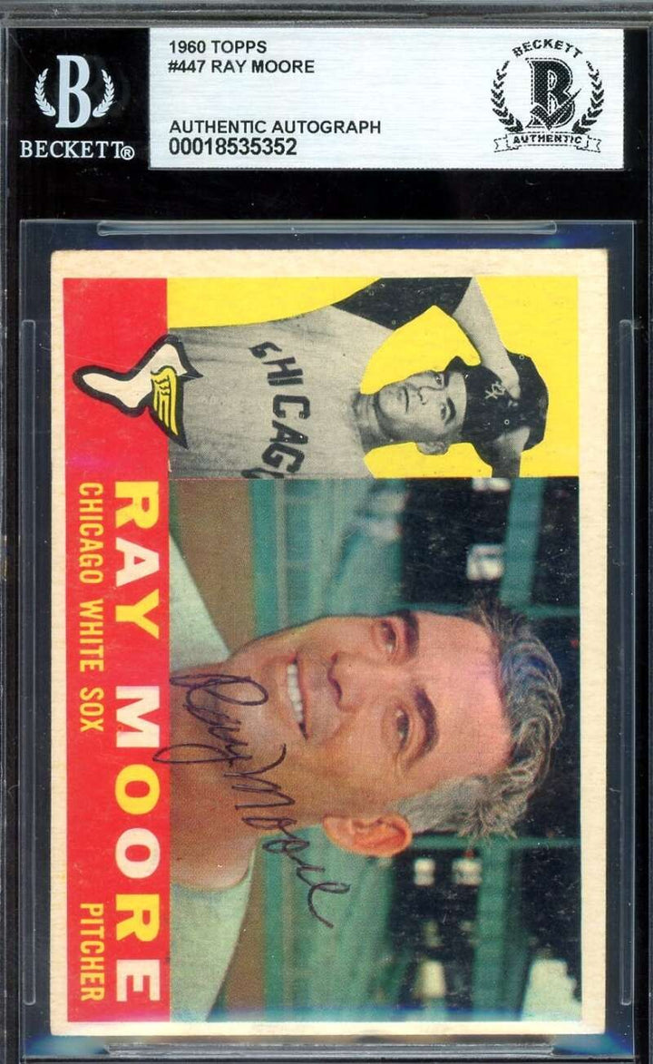 Ray Moore Beckett BAS Signed 1960 Topps Autograph
