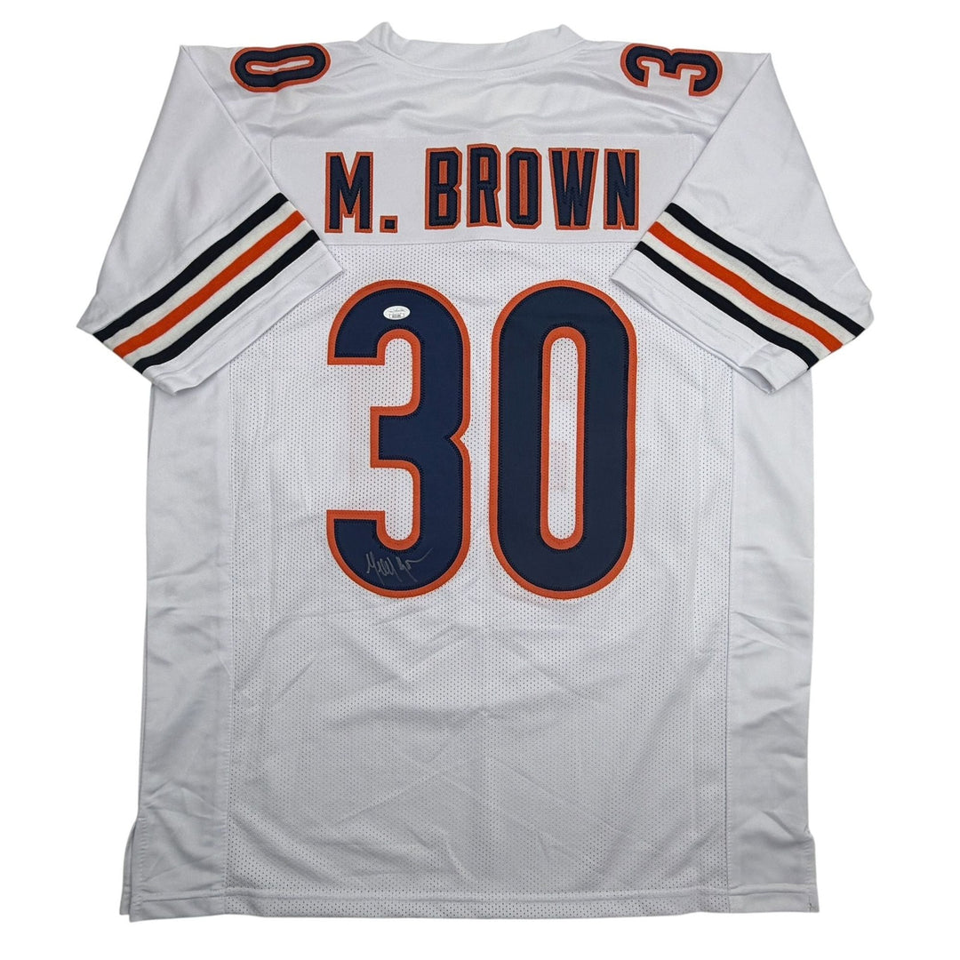 Autographed/Signed Mike Brown Chicago White Football Jersey JSA COA