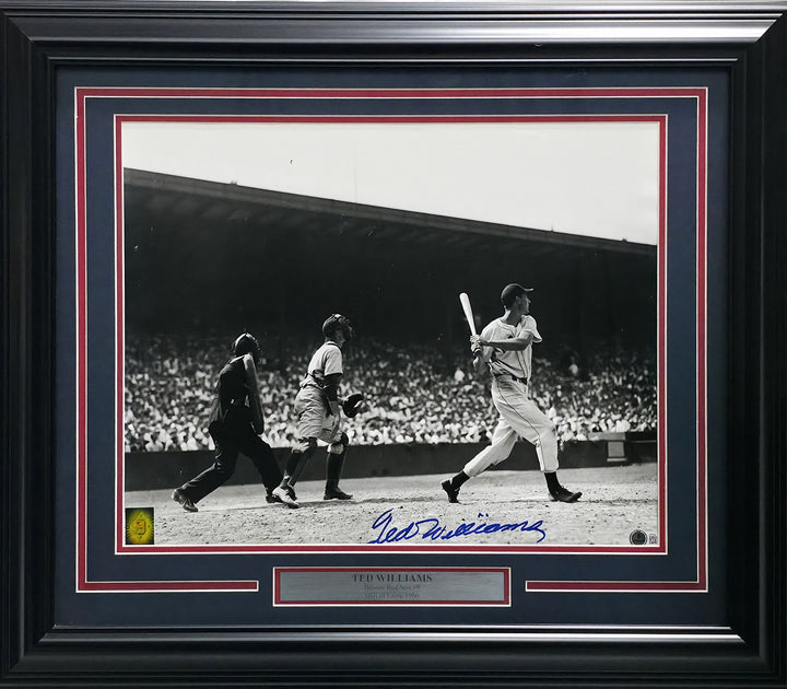 Ted Williams Signed Framed 16x20 Photo Boston Red Sox Beckett BAS