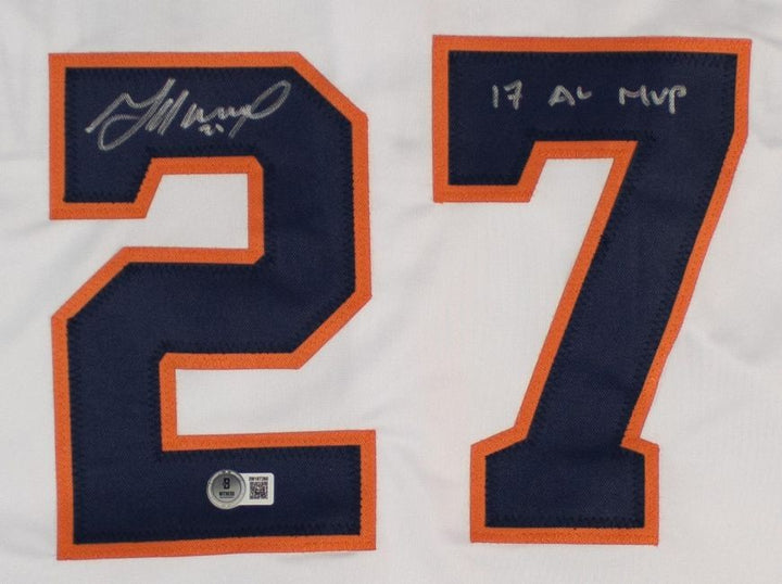 Jose Altuve Houston Signed White Baseball Jersey 17 AL MVP BAS