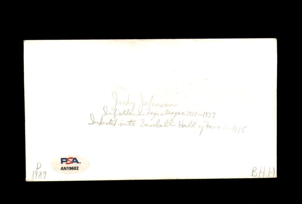 Judy Johnson PSA DNA Signed FDC 1983 First Day Cover Cache Babe Ruth Autograph