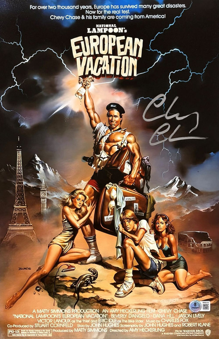 Chevy Chase Signed 11x17 National Lampoon's European Vacation Photo BAS