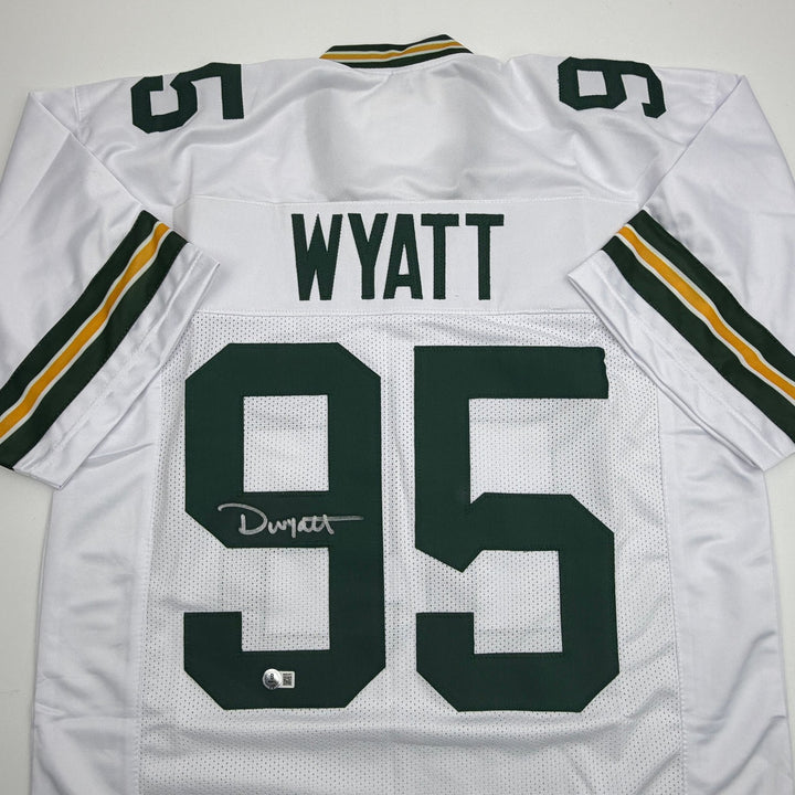 Autographed/Signed Devonte Wyatt Green Bay White Football Jersey Beckett BAS COA