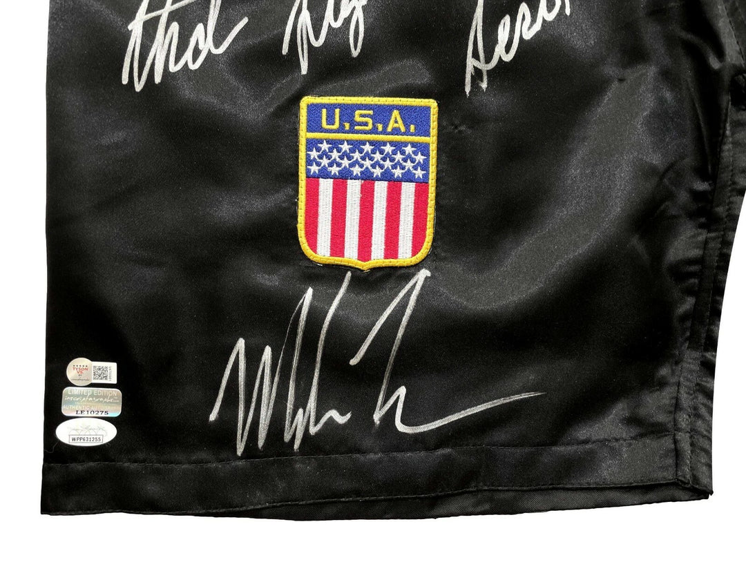 Mike Tyson Signed Inscribed Trunks vs. Buster Douglas  #D/58 JSA COA "Tyson Vs."