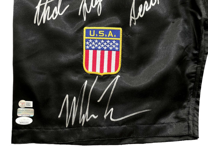 Mike Tyson Signed Inscribed Trunks vs. Buster Douglas  #D/58 JSA COA "Tyson Vs."