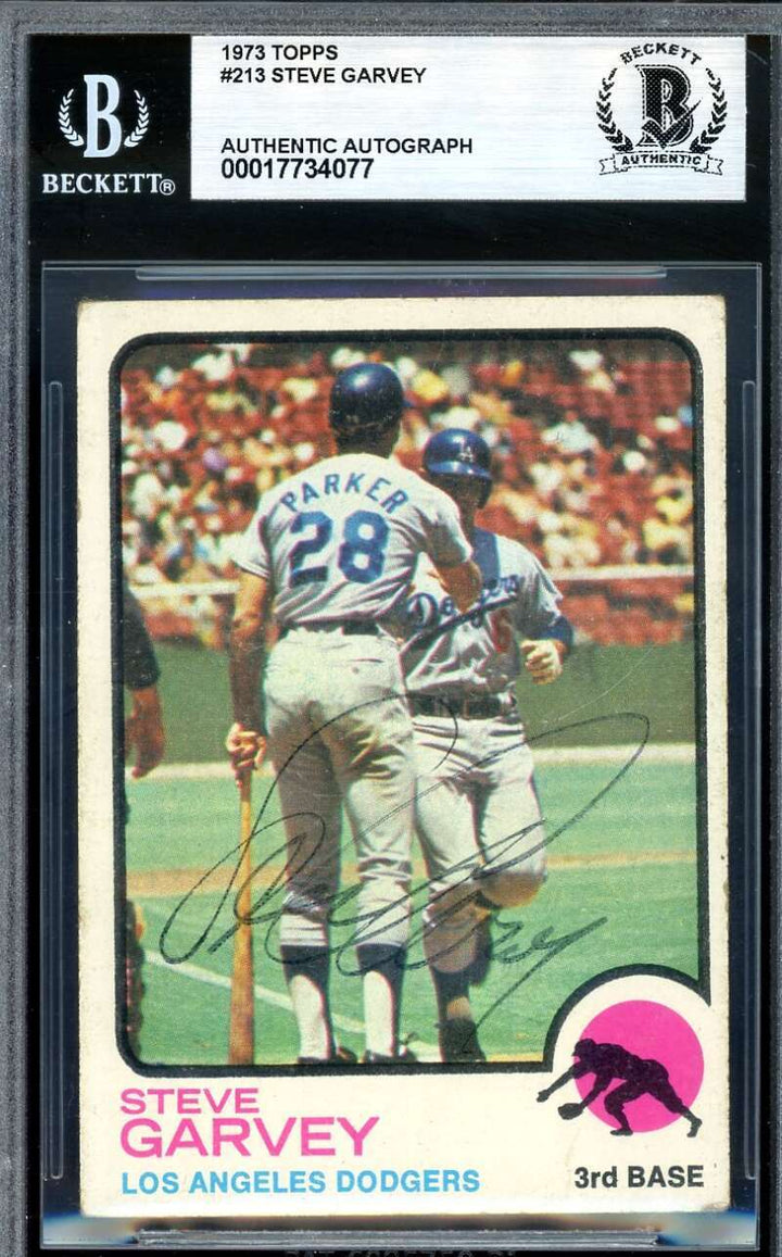 Steve Garvey Beckett BAS Vintage Signed 1973 Topps Autograph