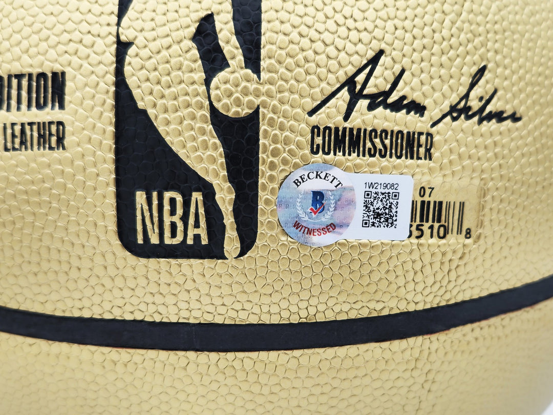 Allen Iverson Signed Gold Edition Composite Leather Basketball 76ers Beckett Wit