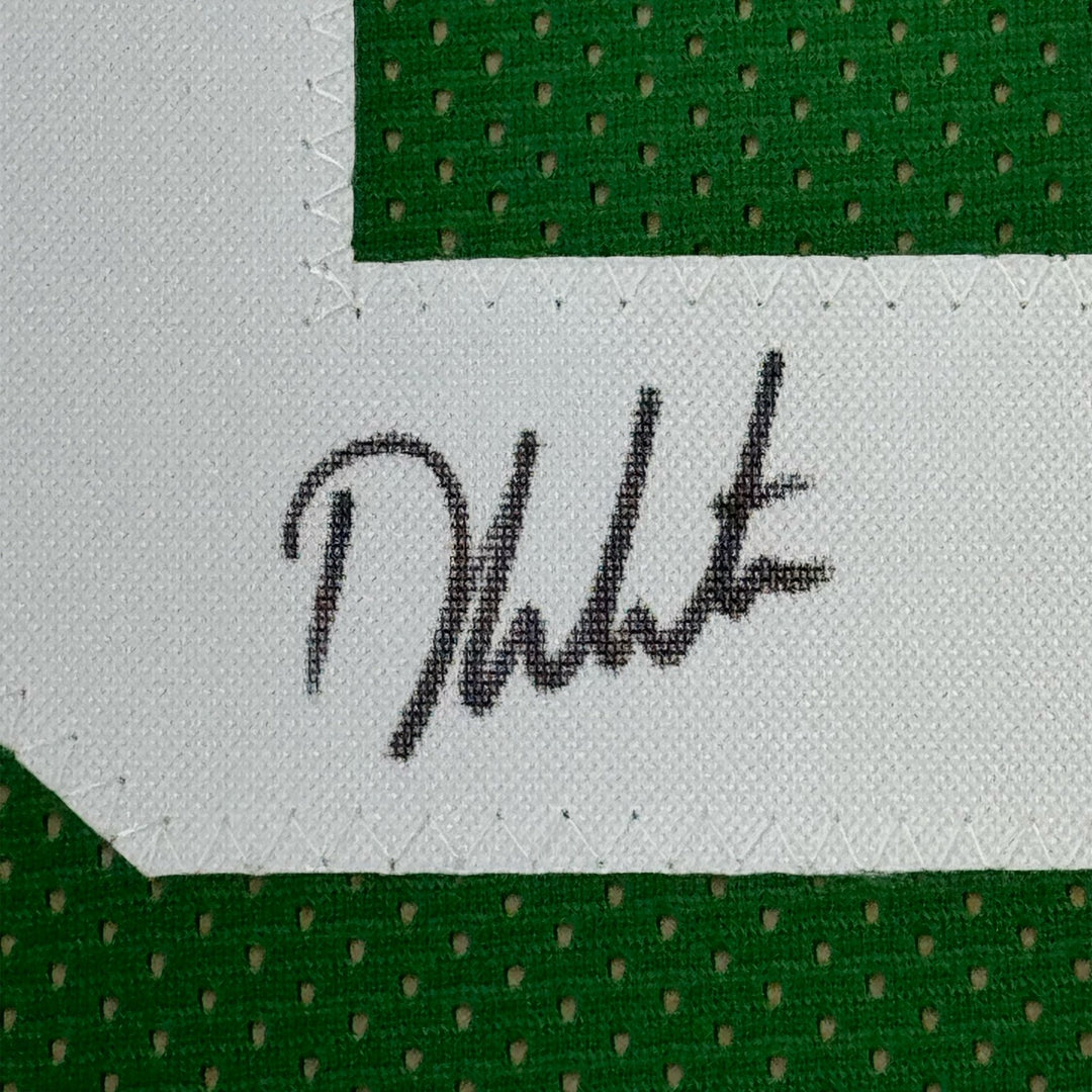 Framed Autographed/Signed Derrick White 35x39 Boston Green Jersey JSA