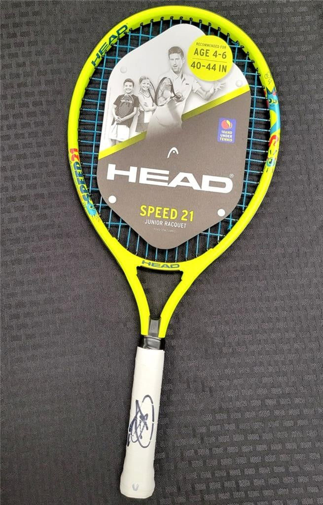 Novak Djokovic signed Youth Head Tennis Racket autograph Champion~ Beckett BAS