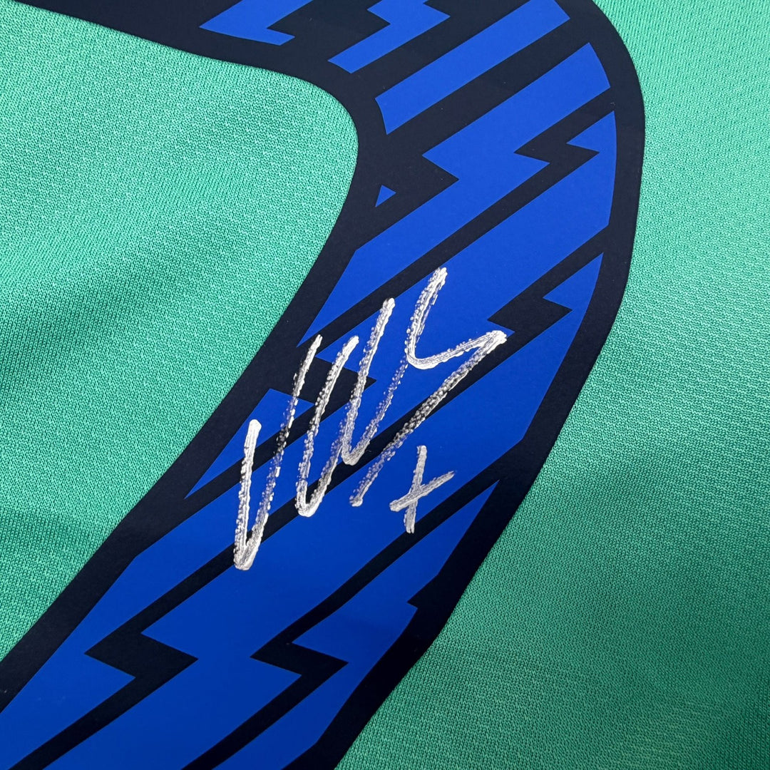 Autographed/Signed David Villa FC Barcelona Teal Jersey Beckett BAS COA