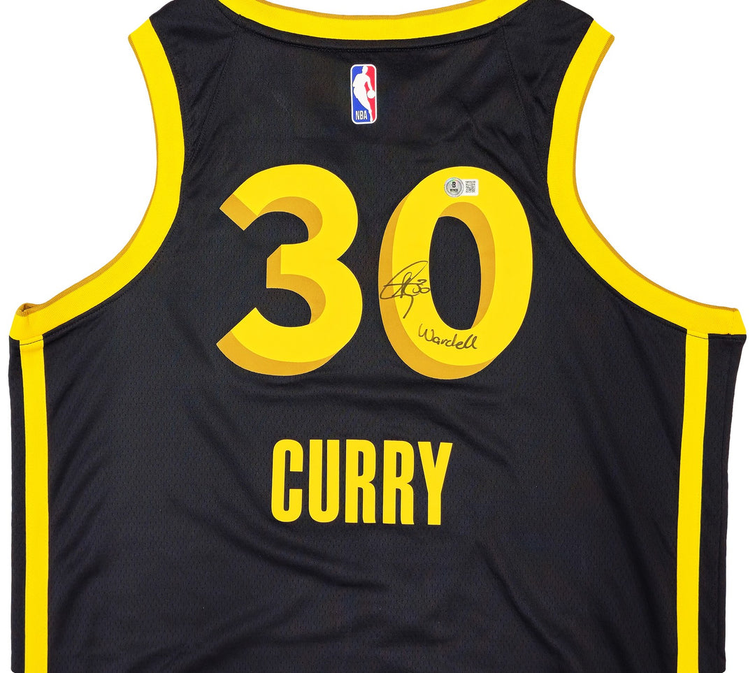 Warriors Stephen Curry Auto Black Nike Swingman City Edt Jersey 48 Wardell BAS