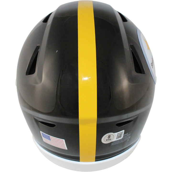TJ Watt Autographed Pittsburgh Steelers Mid-Size Midi Helmet Beckett WIT 54022