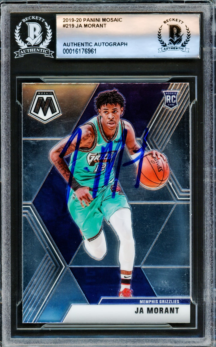 Ja Morant Autographed Signed 2019-20 Mosaic RC 219 Memphis Grizzlies Beckett