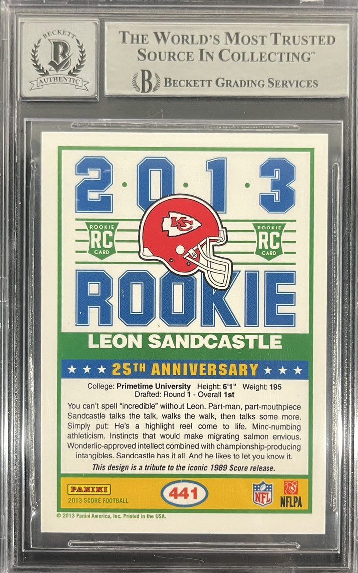 Deion Sanders Signed 2013 Score #441 Kansas City Chiefs 10 auto Beckett 40832