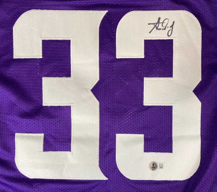 Aaron Jones Minnesota Signed Autographed Purple Football Jersey BAS ITP