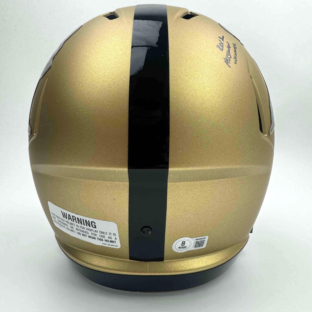 Autographed/Signed Johnny Manziel 2012 Heisman Gold Full Size Helmet Beckett COA