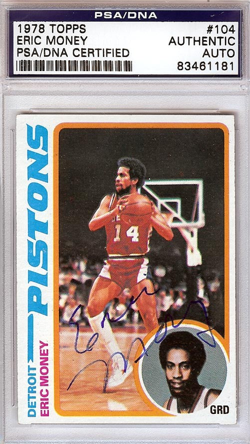 Eric Money Autographed Signed 1978 Topps Card #104 Detroit Pistons PSA/DNA