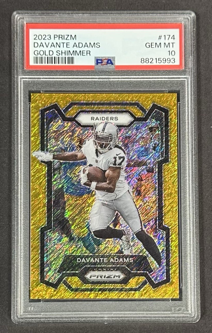 2023 Prizm Davante Adams Gold Shimmer /10 PSA 10 Gem Mint Card Raiders Jets Rare