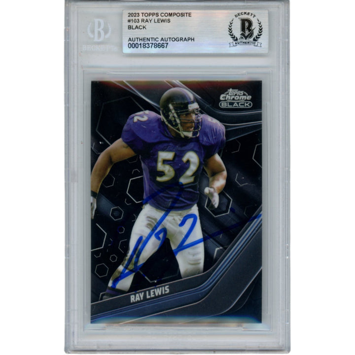 Ray Lewis Autographed 2023 Topps Composite #103 Trading Card Beckett 53010