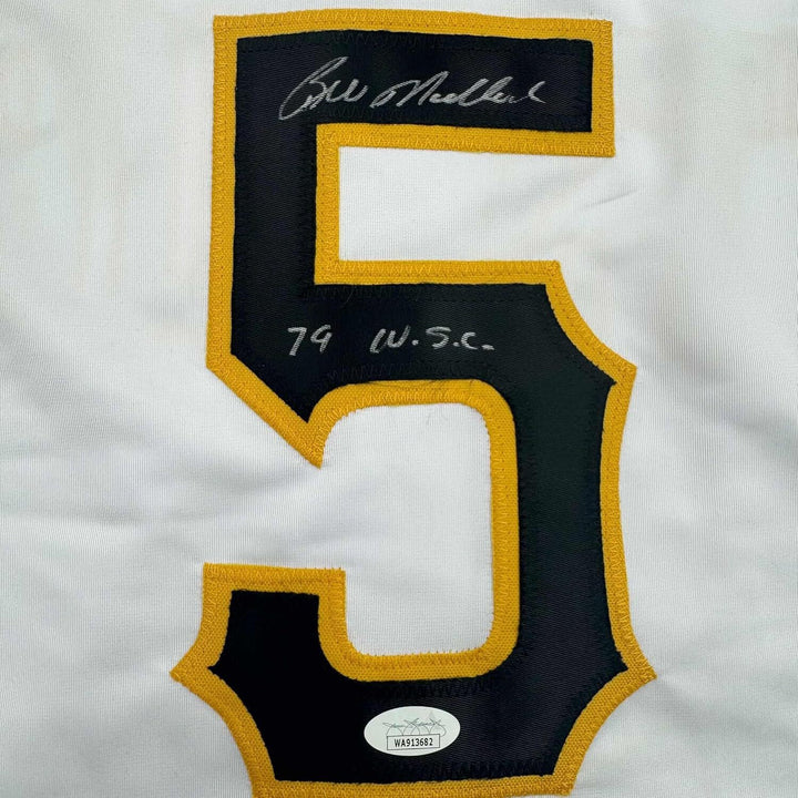 Framed Autographed/Signed Bill Madlock 35x39 Pittsburgh White Jersey JSA COA