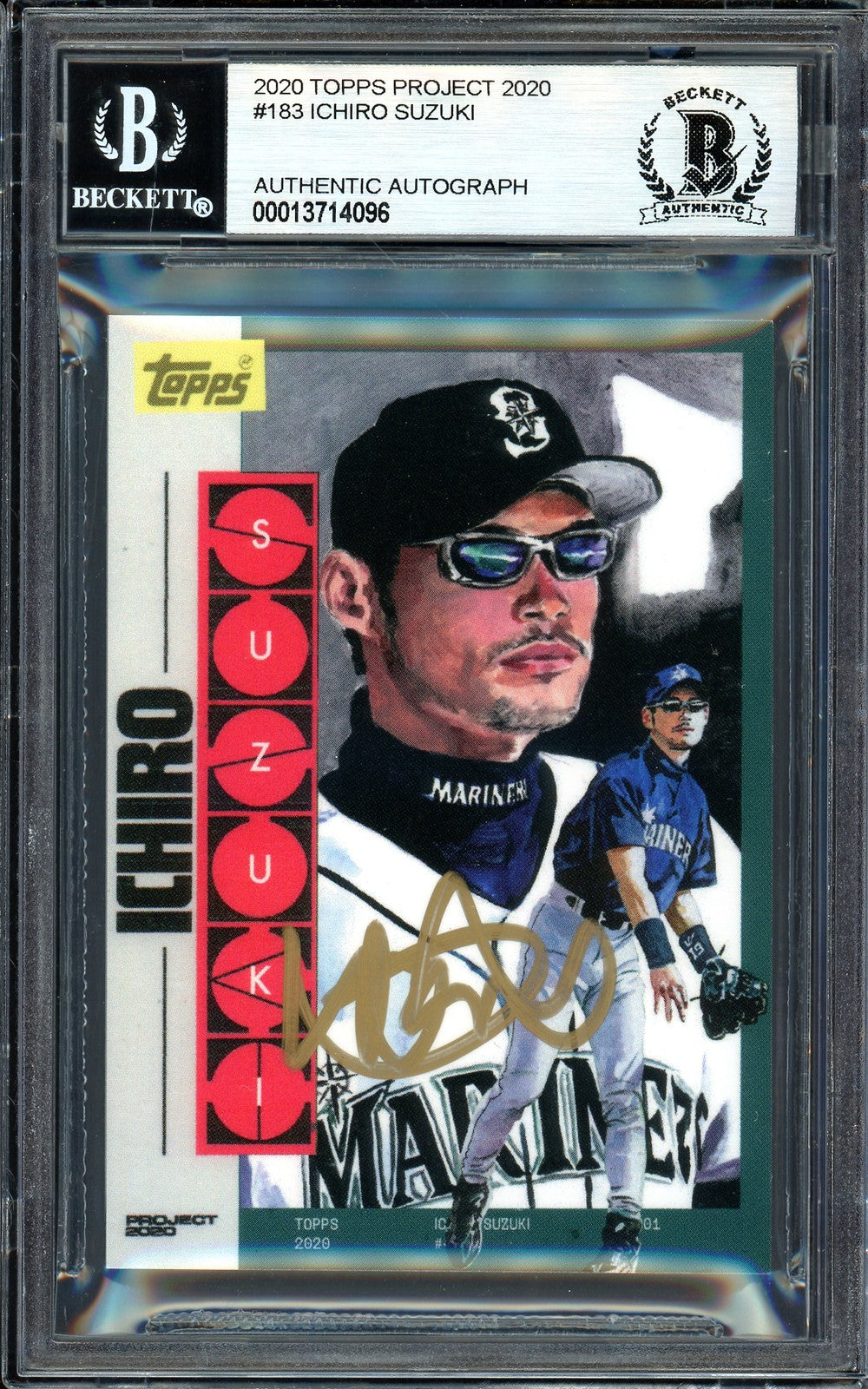 Ichiro Suzuki Auto Topps Project 2020 Jacob Rochester Card 183 Gold 3/10 Beckett