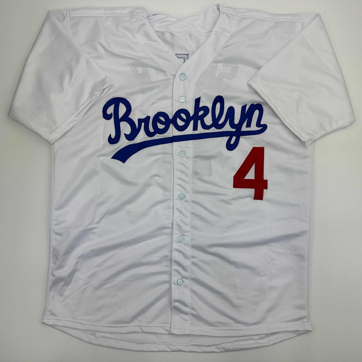Facsimile Autographed Duke Snider Brooklyn Los Angeles White Reprint Jersey XL